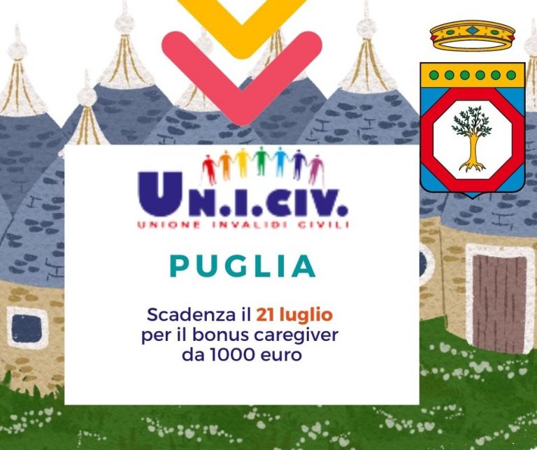 Puglia scadenza il 21 luglio per il bonus caregiver da 1000 euro Uniciv